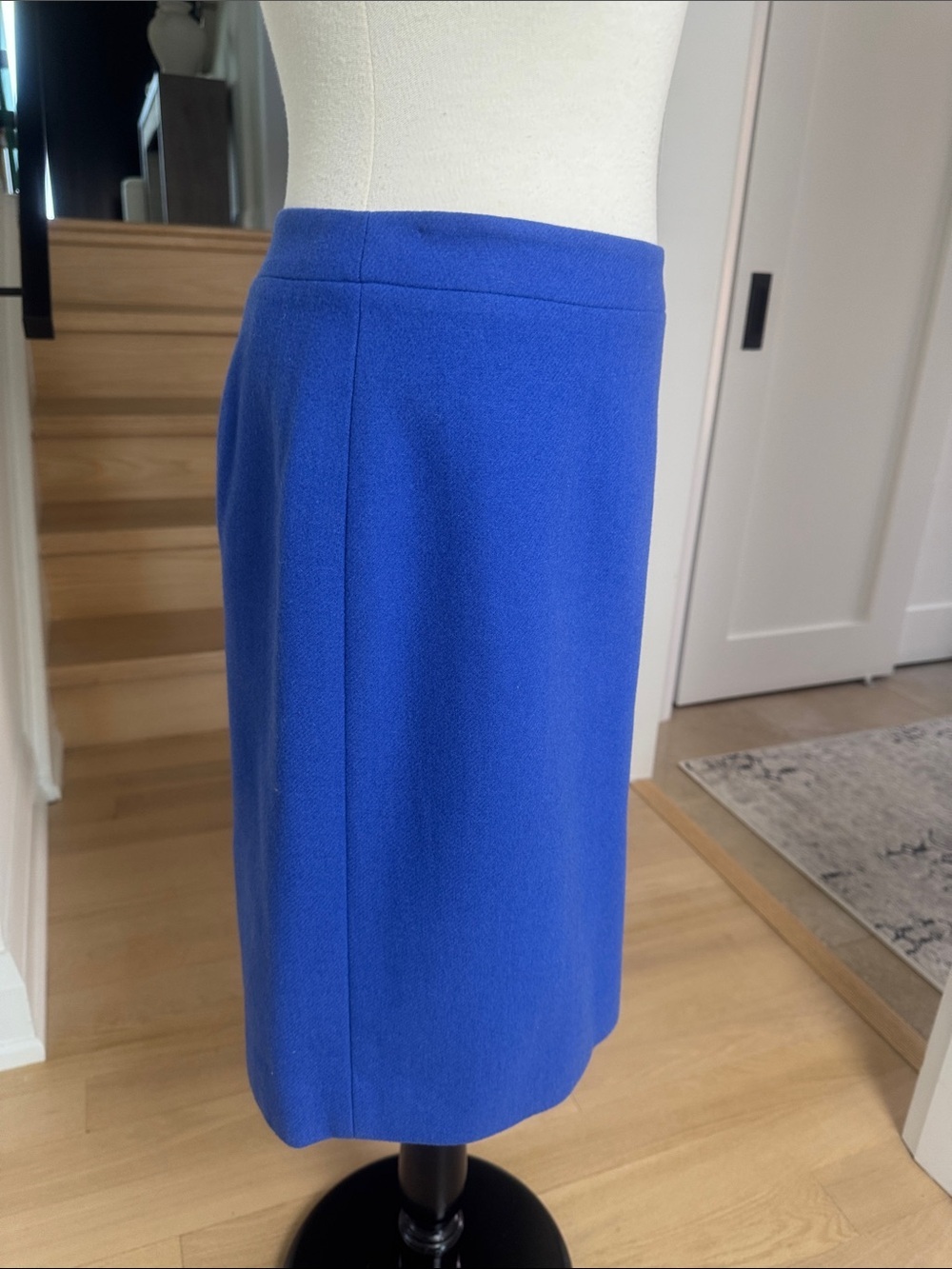 J.Crew The Pencil Skirt Blue Wool Size 6 - Picture 2 of 5